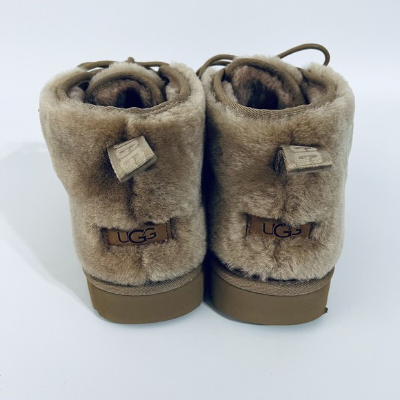 UGG Neumel Cozy Chestnut SheepSkin Lace up Ankle Boots Unisex - Picture 4 of 12